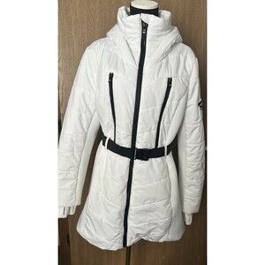 Michael Kors White Belted Puffer Jacket Women’s L See Pics/ Description
